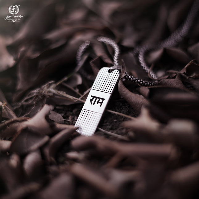 Original Silver Ram Pendant With Oxidised Silver Chain