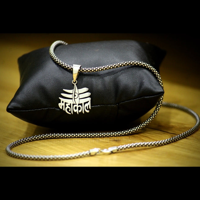 Trinetra Mahakal Pendent with Oxidised Chain