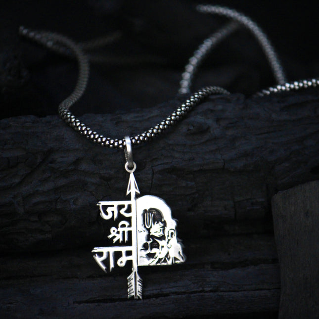 Jai Shree Ram Pendent with Oxidised Chain