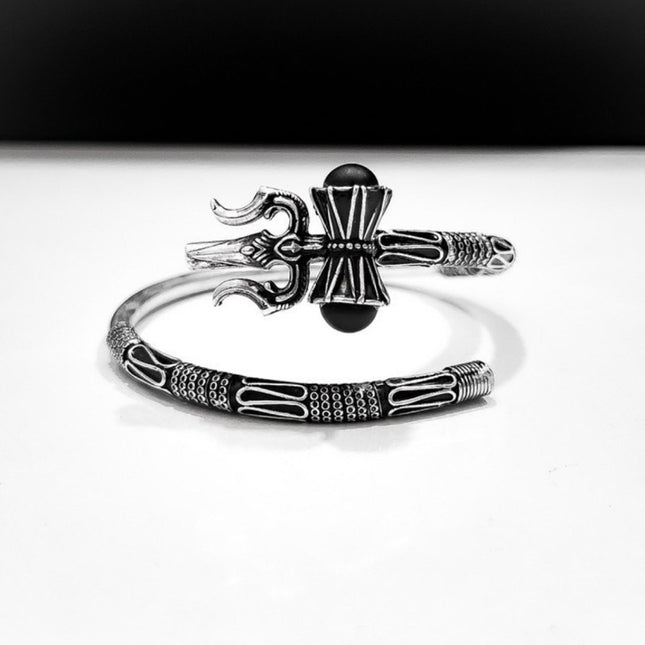 Stylish Trishul Bangle With Black Beads