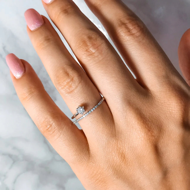 Spark Swirl Adjustable Silver Ring