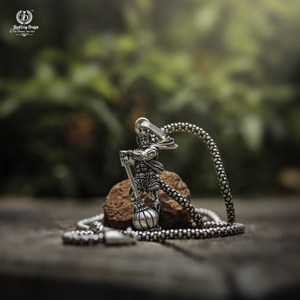 Hanumanji With Gada Silver Pendant Chain