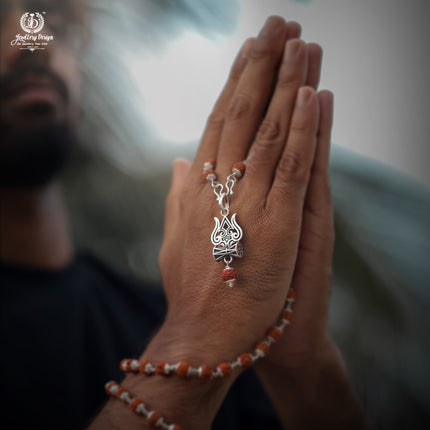 Trishul Damru Rudraksha Pendant + Orignal Rudraksha Mala