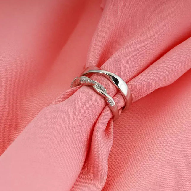 Stylish Criss Cross Infinity Silver Couple Rings
