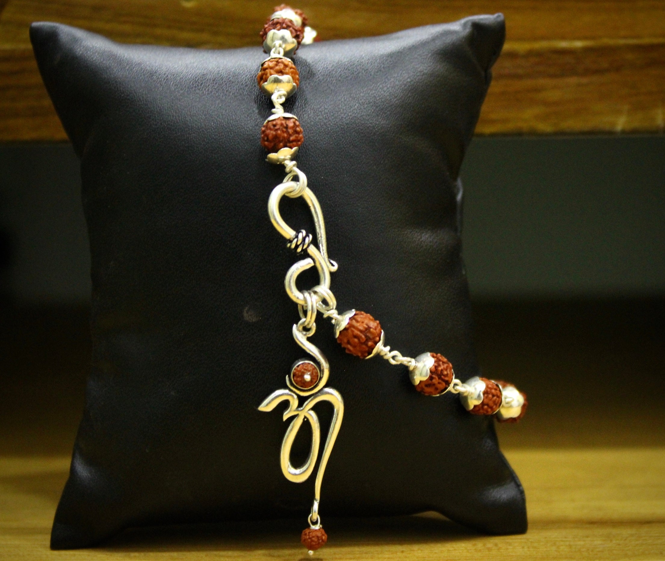 Om Engraved Rudraksha Oxidised Silver Finish Men's Bracelet: Gift/Send  Jewellery Gifts Online J11125282 |IGP.com