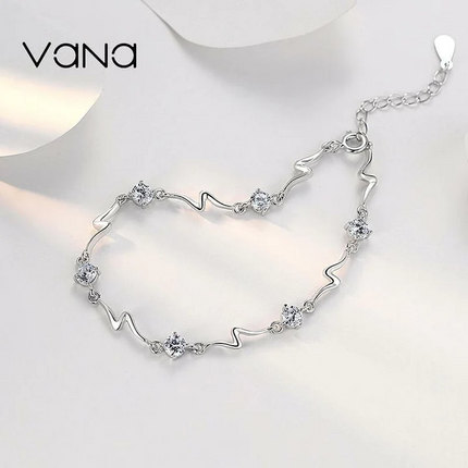 Vana Heart of Ocean Silver Bracelet with Cubic Zirconia