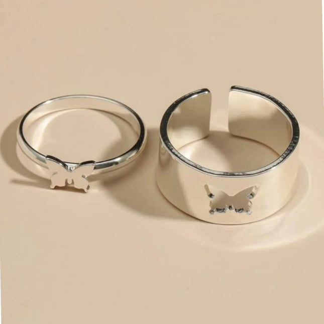 Butterfly Couple Adjustable Ring Set