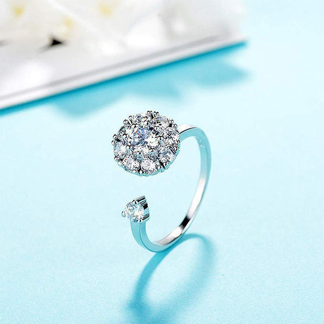 Crystal Rotating Silver Ring