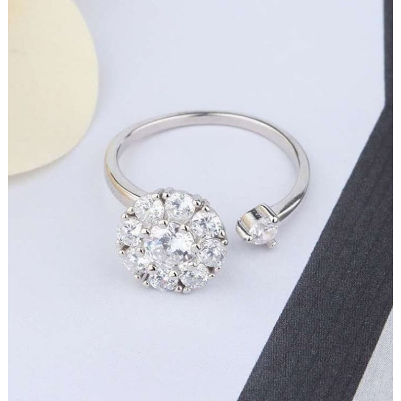 Buy Beautiful Crystal Rotating Silver Ring For Beautiful Women ...