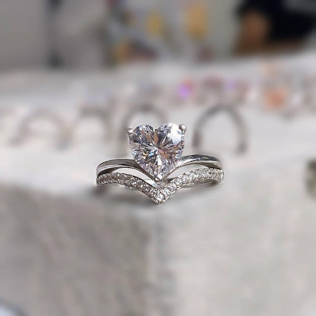 Diamond Heart Adjustable Ring
