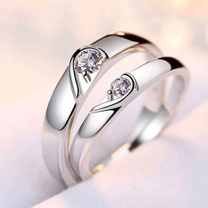 Heart ❤️ Puzzle Silver Couple Rings💍