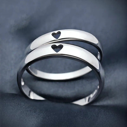 His & Her Love Heart Silver Couple Matching Rings ❤️