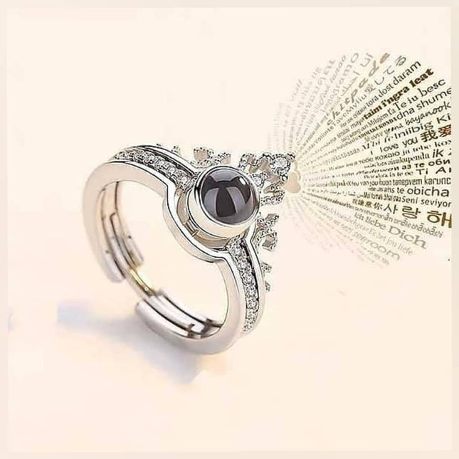 I LOVE YOU 100 Language Projector Silver Ring