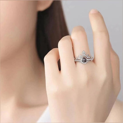 I LOVE YOU 100 LANGUAGE PROJECTOR SILVER RING