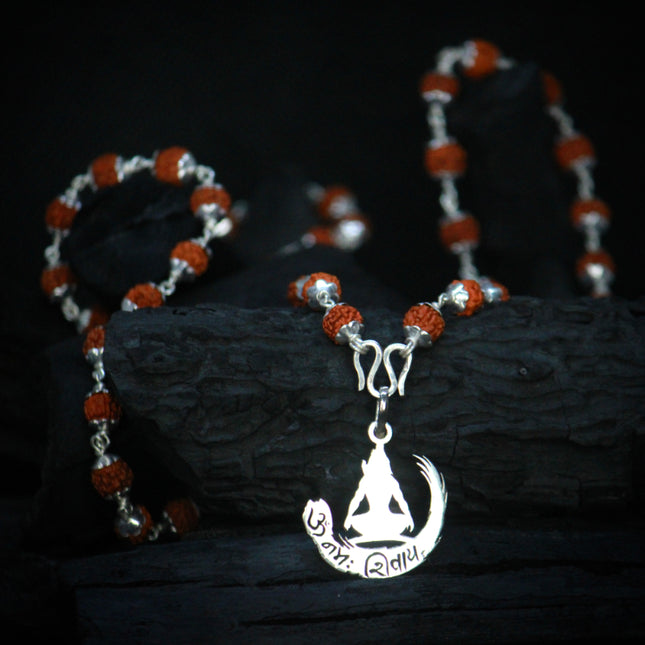 Om Namah Shivay Pendent with Orignal Rudraksha Mala