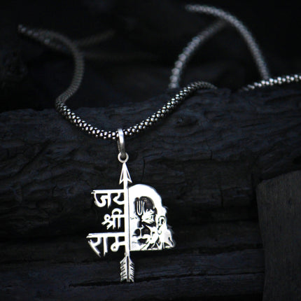 Jai Shree Ram Pendent + Oxidised Chain