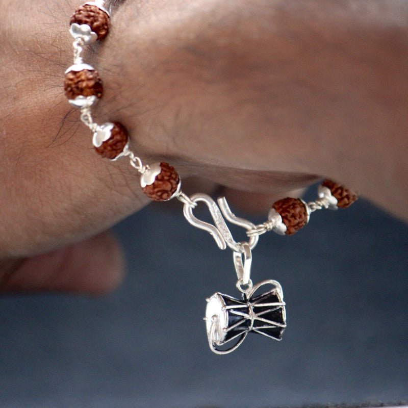 New Silver Damru Rudraksha Bracelet - Main Image
