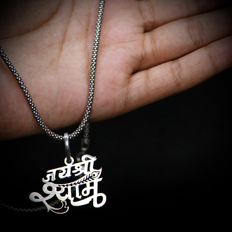 Jay Shree Shyam Pendent with Oxidised Chain – Jewllery Design