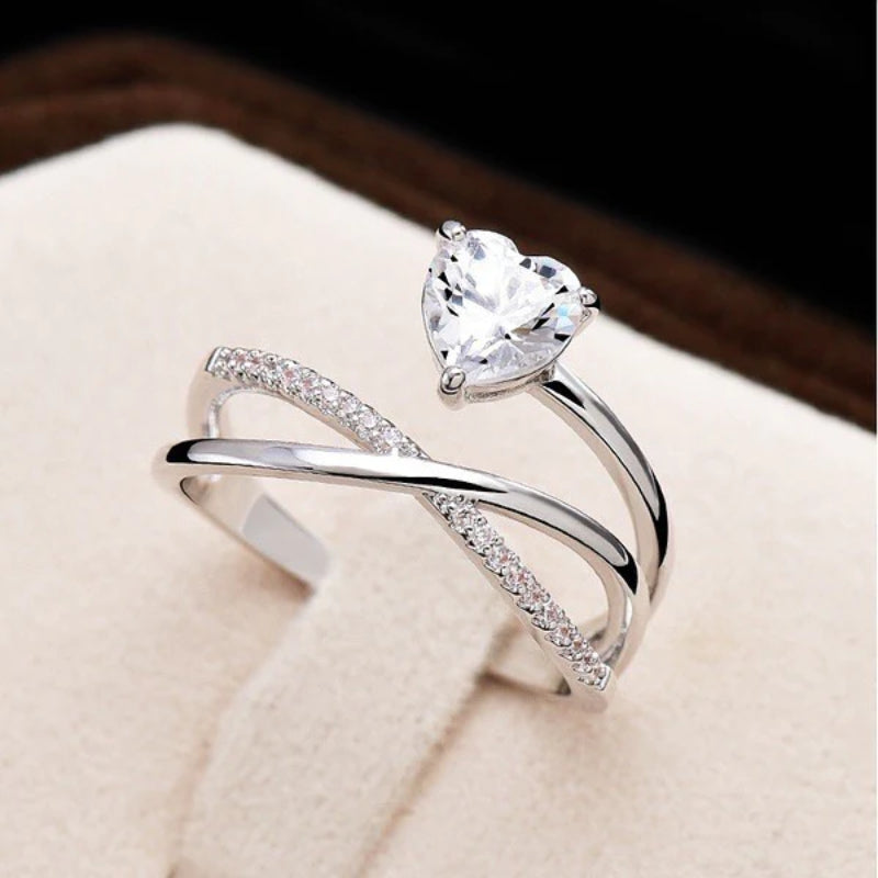 Heart Shaped Ring design Diamonds and Gemstone 3D print model 3D model 3D  printable | CGTrader