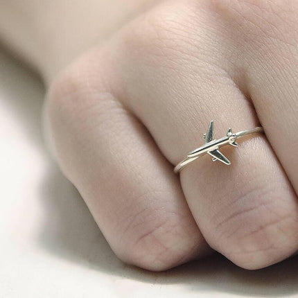 Travel Airplane Silver Ring