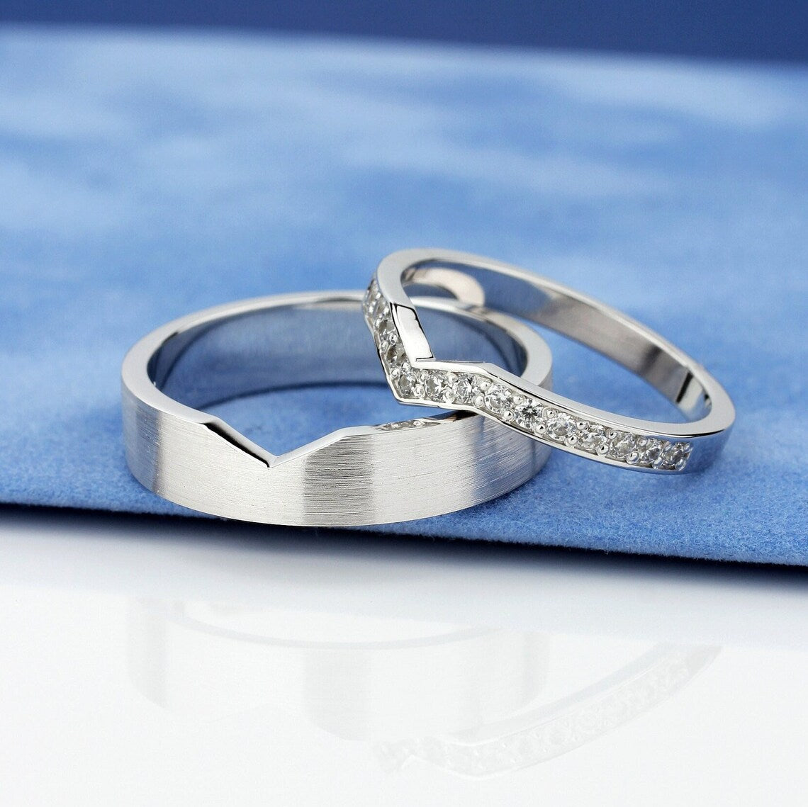 Simple Romantic Love Ring Stainless Steel Couple Ring Inlaid - Temu
