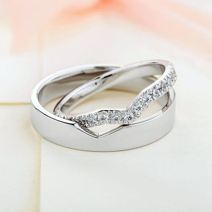 Silver Cupid Arrow Couple Ring